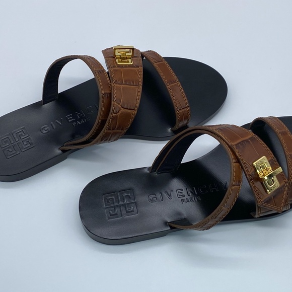 Givenchy Eden Croc-Embossed Leather Slides - Picture 5 of 9